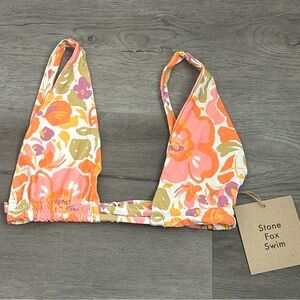 NWT stone fox swim bikini‎ top size xs floral orange pink Womens Swimwear